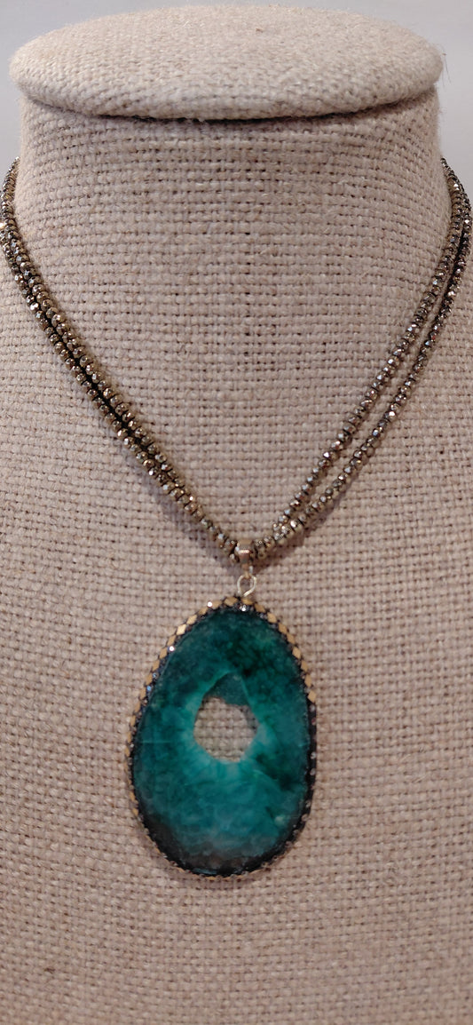 Lucas Lameth Lucoral Malachite Druzy pendant