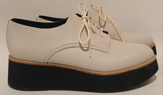 All Black Brand Off White Leather Platform Oxfords Size 10