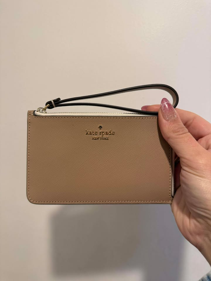 Kate Spade New York Lucy Bicolor Small L-Zip Wristlet - Toasted Hazelnut Multi