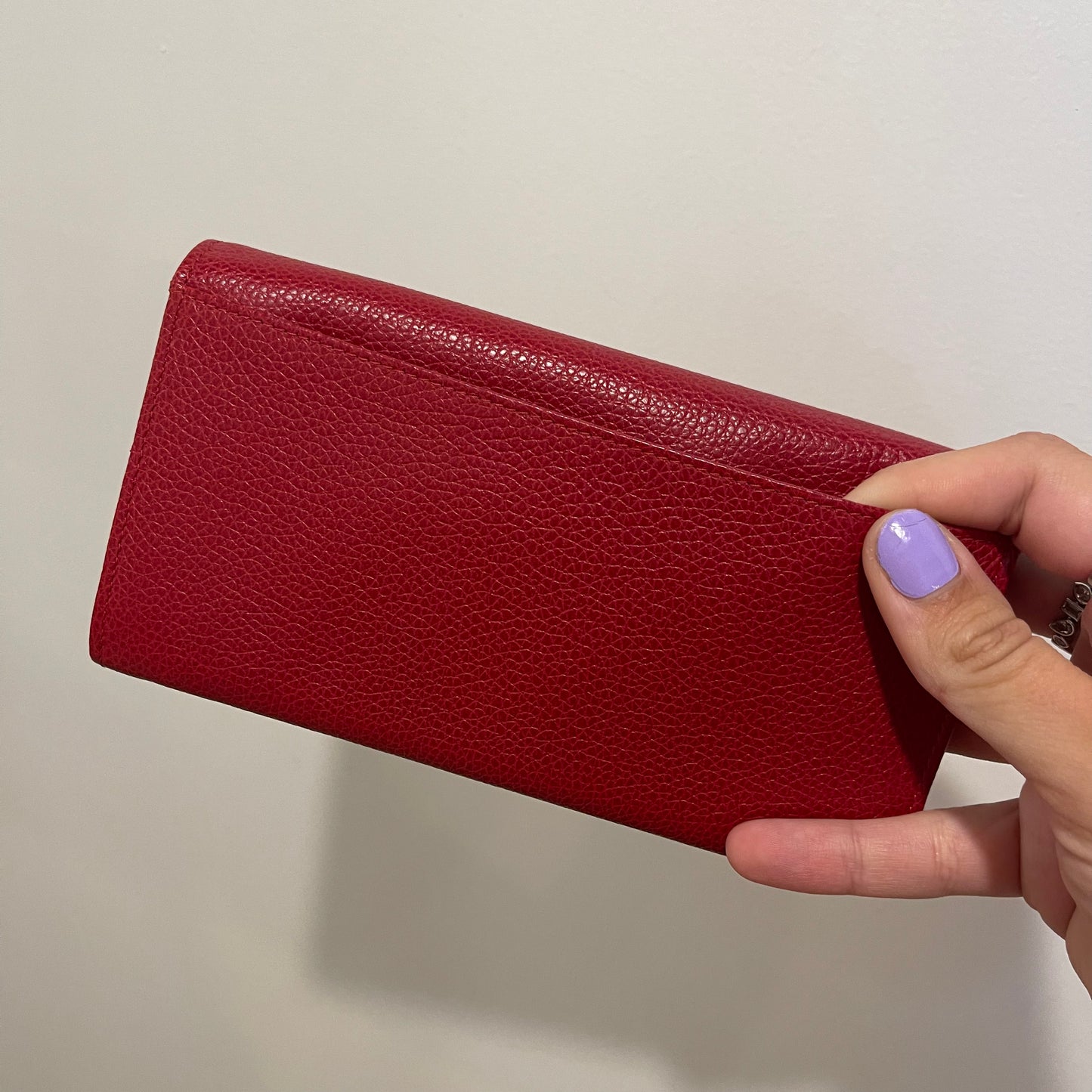 LONGCHAMP Red Leather Checkbook Wallet